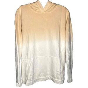 J. Jill Pure Hoodie Sweatshirt Peach Orange White Ombre Cotton size XS oversized